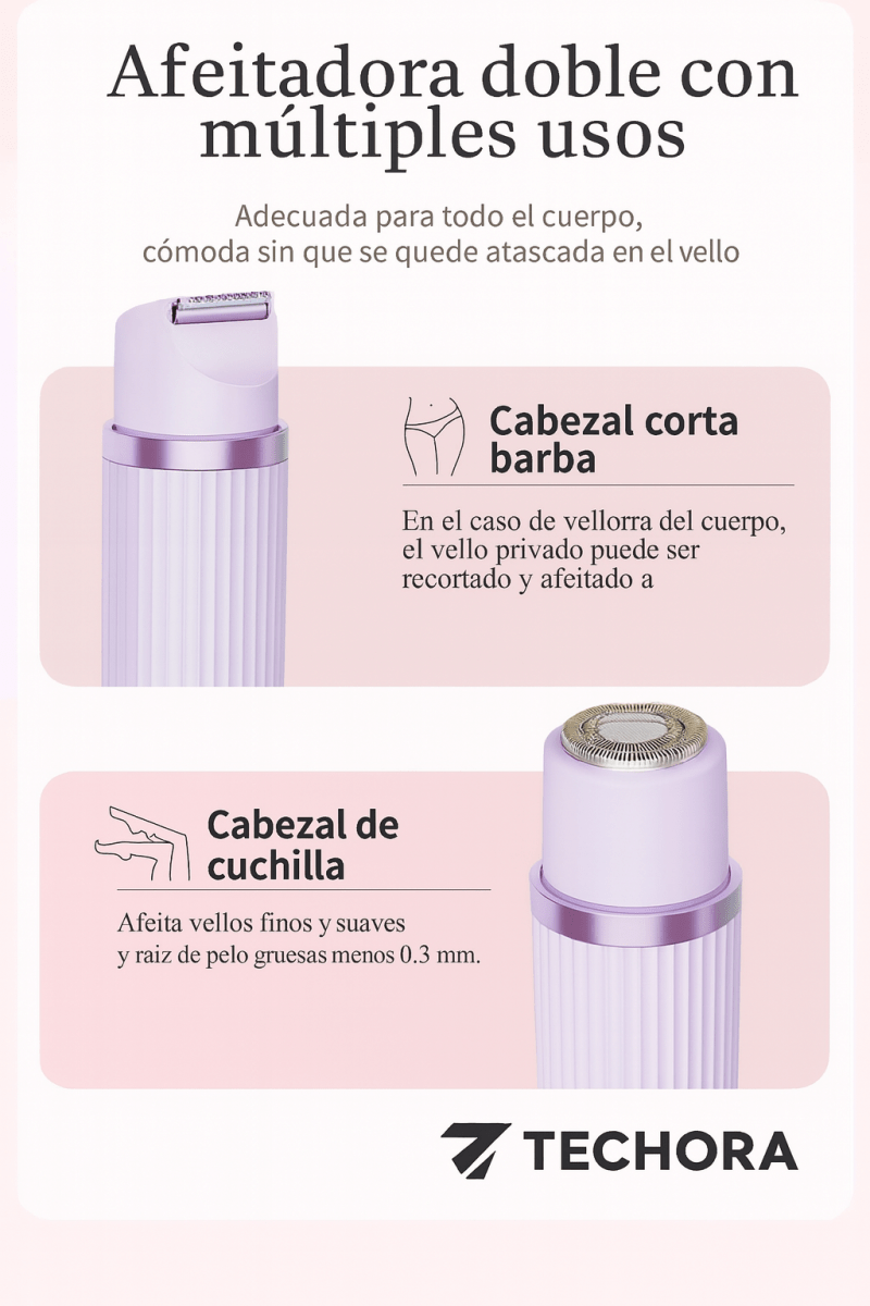Depiladora Portátil 2 en 1 – Acabado Suave al Instante - Techora