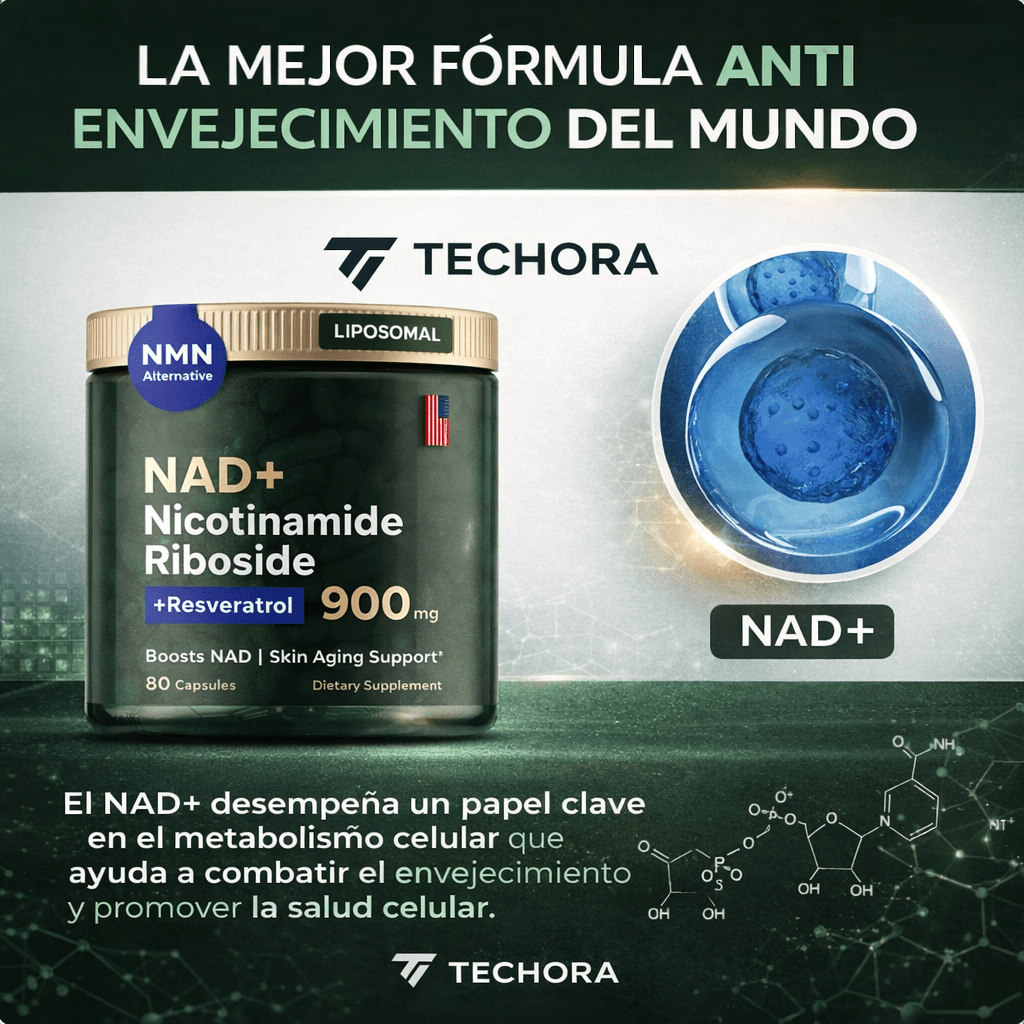NAD+ Complex con Resveratrol | Energía Celular Avanzada - Techora