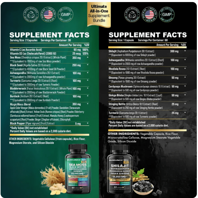 Shilajit + Ashwagandha + Rhodiola + Ginseng – Complejo Natural Energizante 60 Cápsulas - Techora